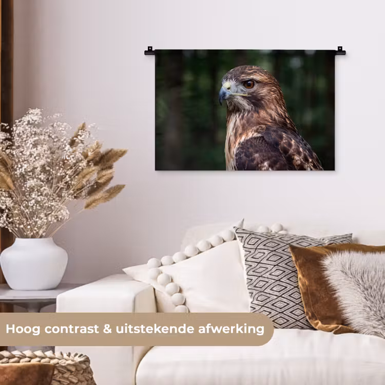 Buizerd - Roofvogel - Natuur - Bruin Wandkleed katoen klein -sfeer1