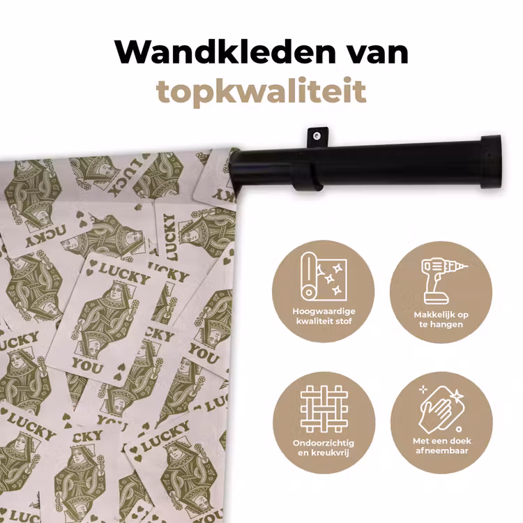 Kaarten - Koningin - Patroon - Groen - Spel Wandkleed katoen klein -sfeer2