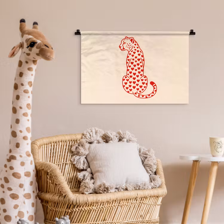 Kat - Harten - Dieren - Modern - Rood Wandkleed katoen klein -wsfeer5_kind