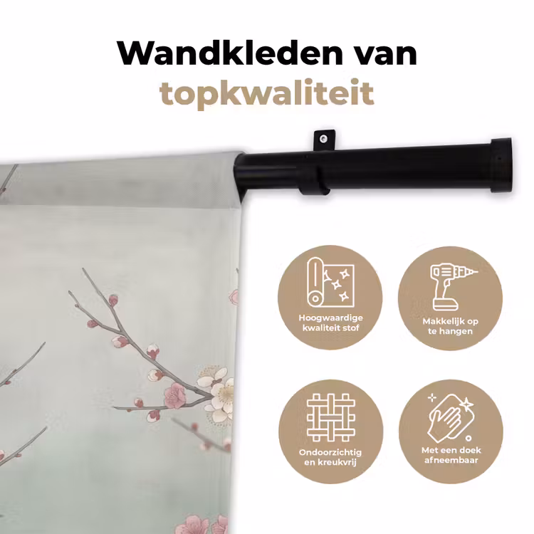 Kersen - Bloesem - Groen Wandkleed katoen klein -sfeer2