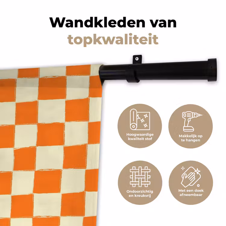 Schaak - Patroon - Oranje Wandkleed katoen klein 269 -sfeer2
