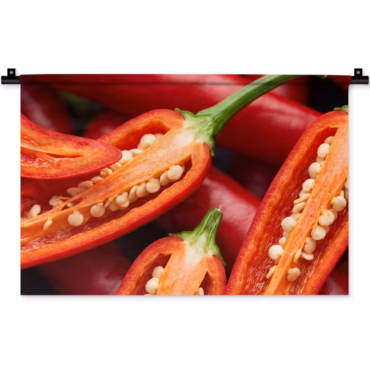 Wall Hanging - Chili Pepper - Open - Red - Chilipeper - Open - Rood Wandkleed katoen klein