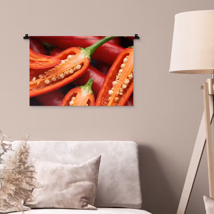 Wall Hanging - Chili Pepper - Open - Red - Chilipeper - Open - Rood Wandkleed katoen klein