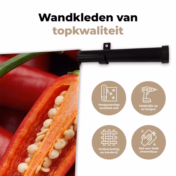 Wall Hanging - Chili Pepper - Open - Red - Chilipeper - Open - Rood Wandkleed katoen klein