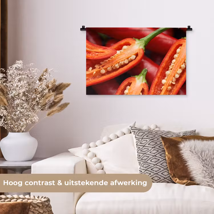 Wall Hanging - Chili Pepper - Open - Red - Chilipeper - Open - Rood Wandkleed katoen klein