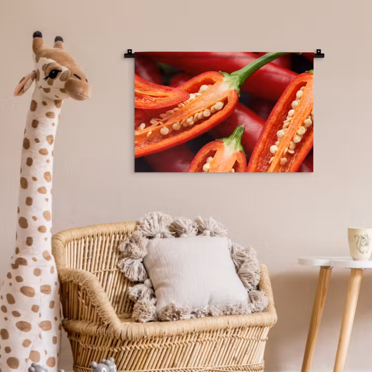 Wall Hanging - Chili Pepper - Open - Red - Chilipeper - Open - Rood Wandkleed katoen klein