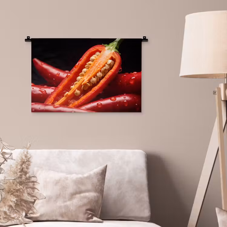 Wall Hanging - Chili Pepper - Red - Food - Chilipeper - Rood - Eten Wandkleed katoen klein