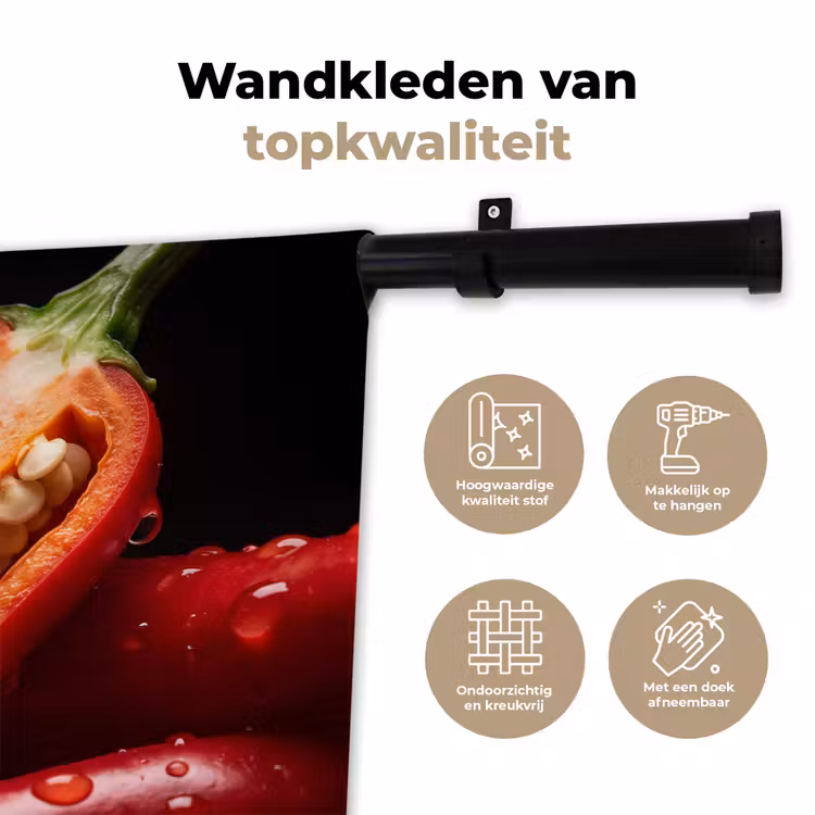 Wall Hanging - Chili Pepper - Red - Food - Chilipeper - Rood - Eten Wandkleed katoen klein