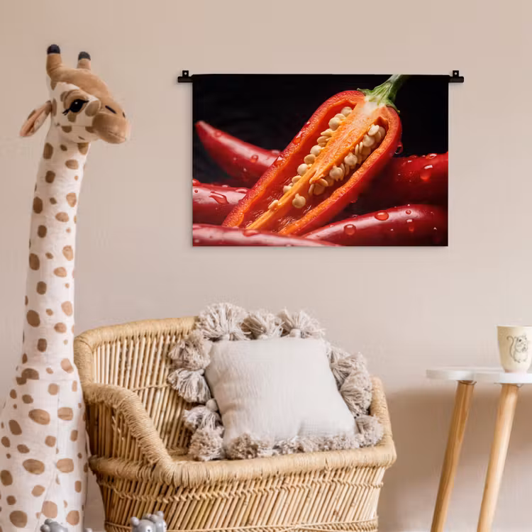 Wall Hanging - Chili Pepper - Red - Food - Chilipeper - Rood - Eten Wandkleed katoen klein