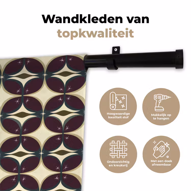 Cirkel - Retro - Kleurrijk Wandkleed katoen klein 269 -sfeer2