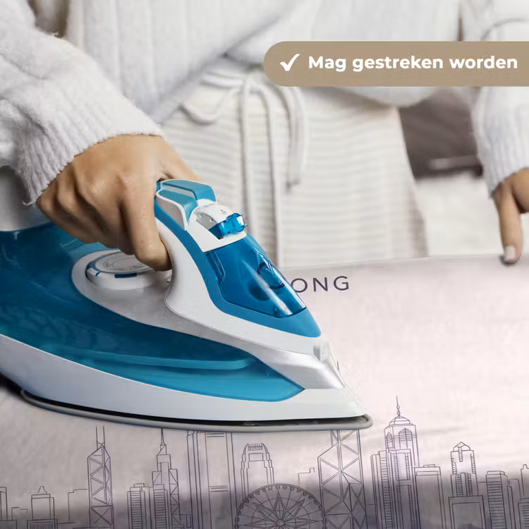 Stad - Skyline - Water - Lijntekening - Blauw Wandkleed katoen klein -sfeer9