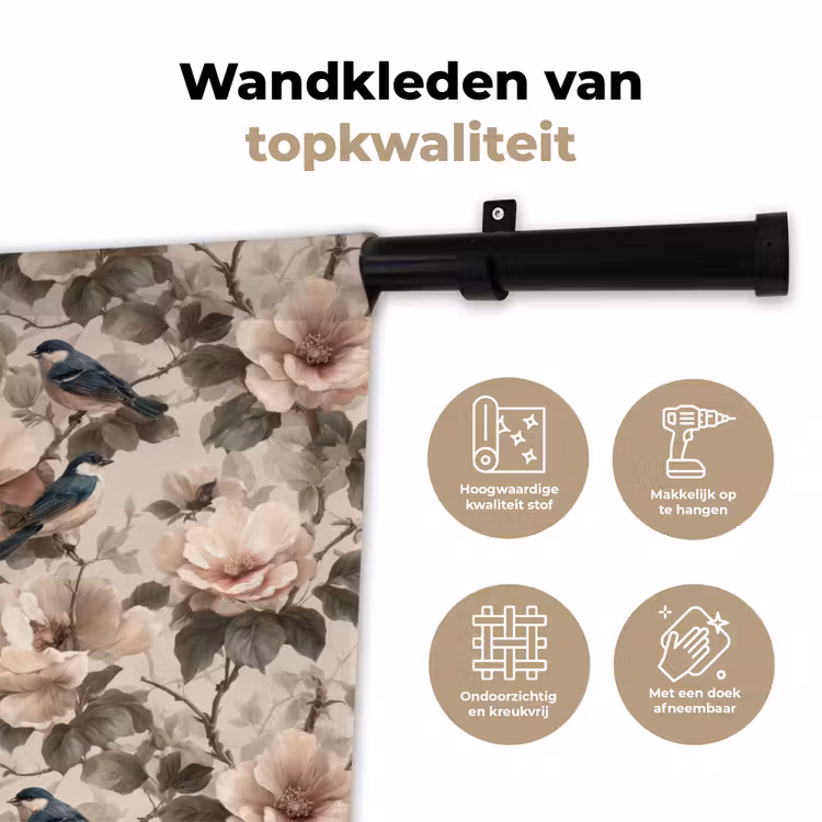 Klassiek - Vogels - Kleurrijk Wandkleed katoen klein 269 -sfeer2