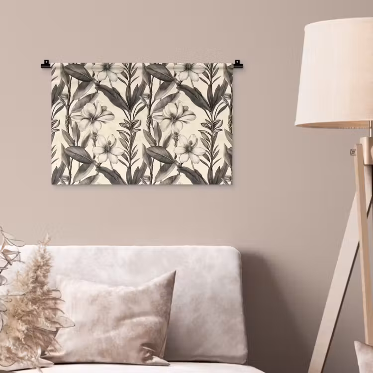 Klassiek - Botanisch - Zwart - Beige Wandkleed katoen klein 269 -sfeer4