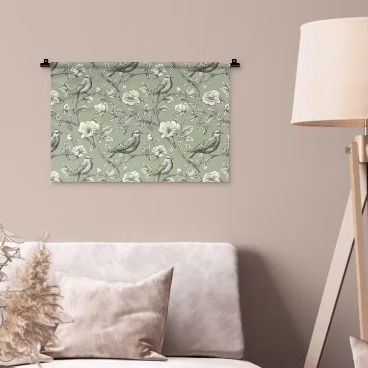 Klassiek - Botanisch - Groen Wandkleed katoen klein 269 -sfeer4