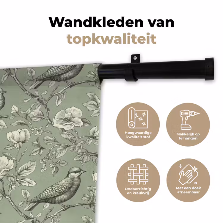 Klassiek - Botanisch - Groen Wandkleed katoen klein 269 -sfeer2