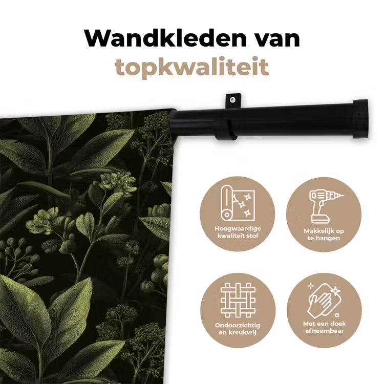 Klassiek - Donker - Botanisch - Planten Wandkleed katoen klein 269 -sfeer2