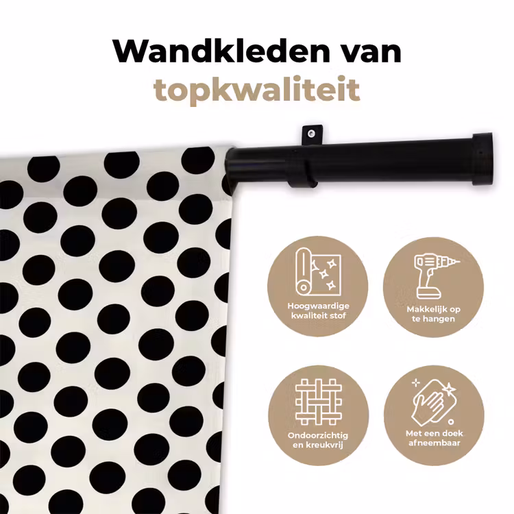 Klassiek - Stippen - Zwart Wandkleed katoen klein 269 -sfeer2