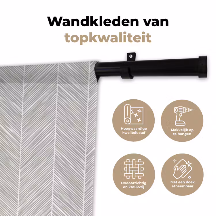 Klassiek - Visgraat - Grijs Wandkleed katoen klein 269 -sfeer2