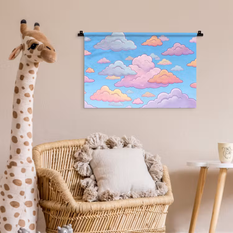 Wolk - Lucht - Natuur - Illustratie - Pastel Wandkleed katoen klein -wsfeer5_kind