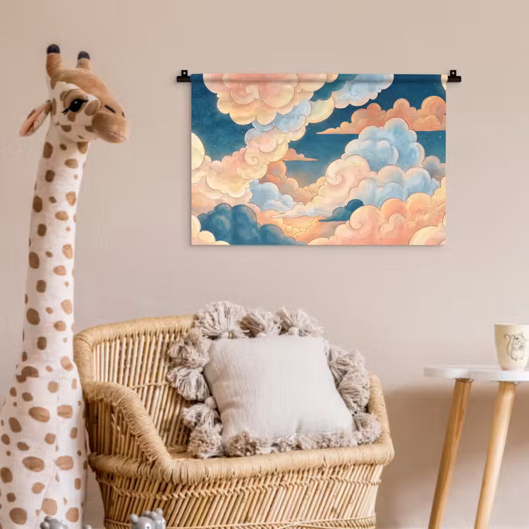 Wolk - Lucht - Natuur - Illustratief - Oranje Wandkleed katoen klein -wsfeer5_kind