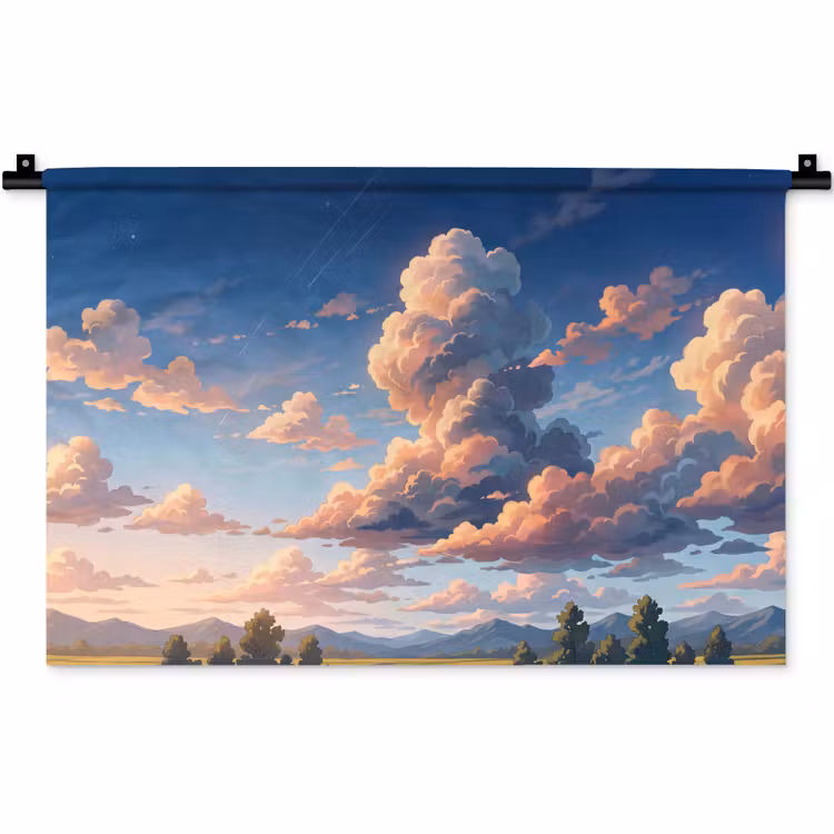 Wolken - Daghemel - Natuur - Illustratie - Oranje Wandkleed katoen klein -zz3d