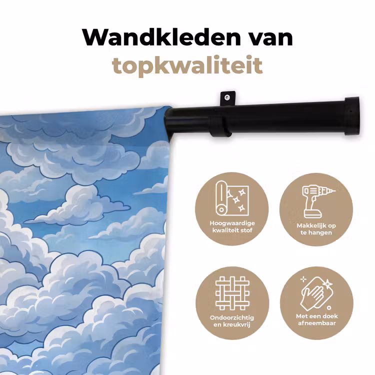 Wolken - Hemel - Abstract - Wit Wandkleed katoen klein -sfeer2