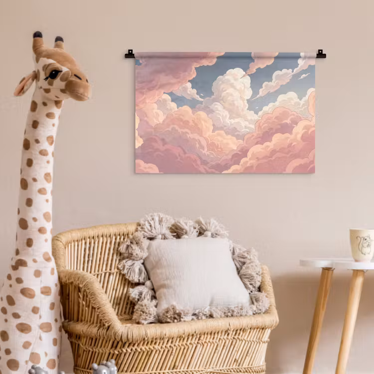 Wolken - Lucht - Natuur - Pastel - Roze Wandkleed katoen klein -wsfeer5_kind