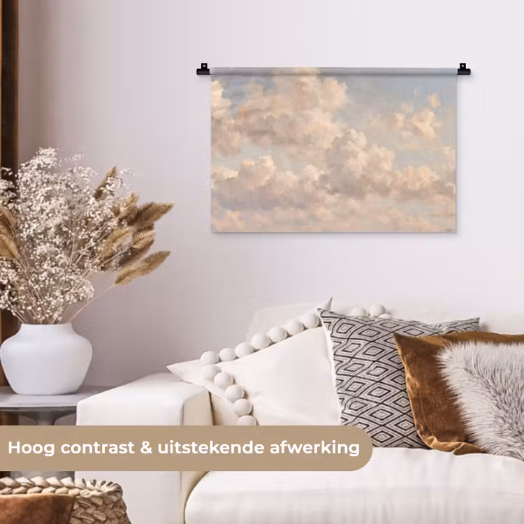 Wolken - Zacht - Natuur - Klassiek - Beige Wandkleed katoen klein -sfeer1