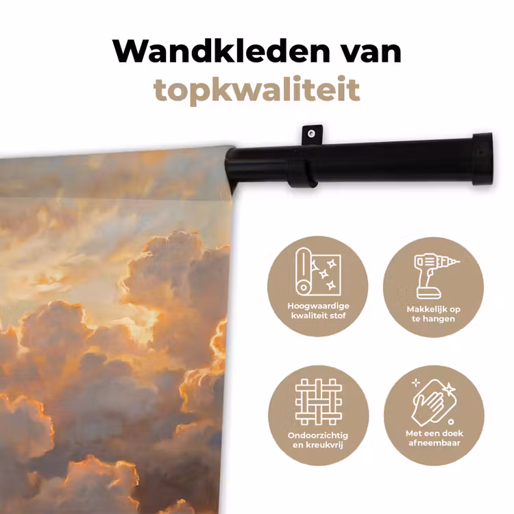 Wolken - Zonsondergang - Natuur - Abstract - Goud Wandkleed katoen klein -sfeer2