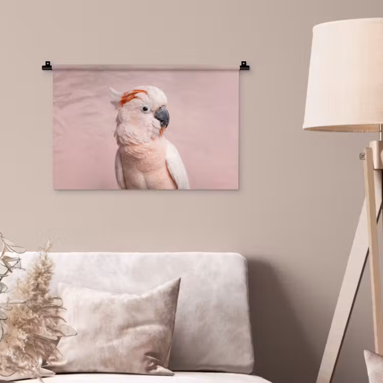 Kaketoe - Portret - Roze Wandkleed katoen klein -sfeer4