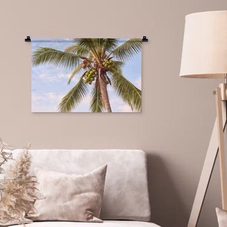 Kokosnoot - Boom - Tropisch - Natuur - Groen Wandkleed katoen klein -sfeer4