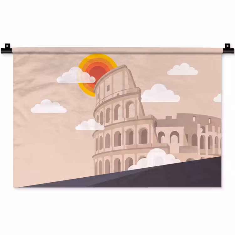 Colosseum - Zonsopgang - Rome - Architectuur - Beige Wandkleed katoen klein -zz3d