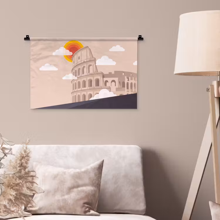 Colosseum - Zonsopgang - Rome - Architectuur - Beige Wandkleed katoen klein -sfeer4