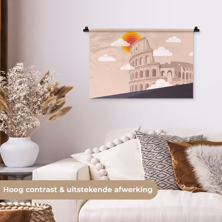 Colosseum - Zonsopgang - Rome - Architectuur - Beige Wandkleed katoen klein -sfeer1
