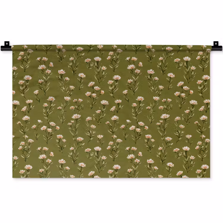 Landelijk - Bloemen -  Groen Wandkleed katoen klein 269 -zz3d