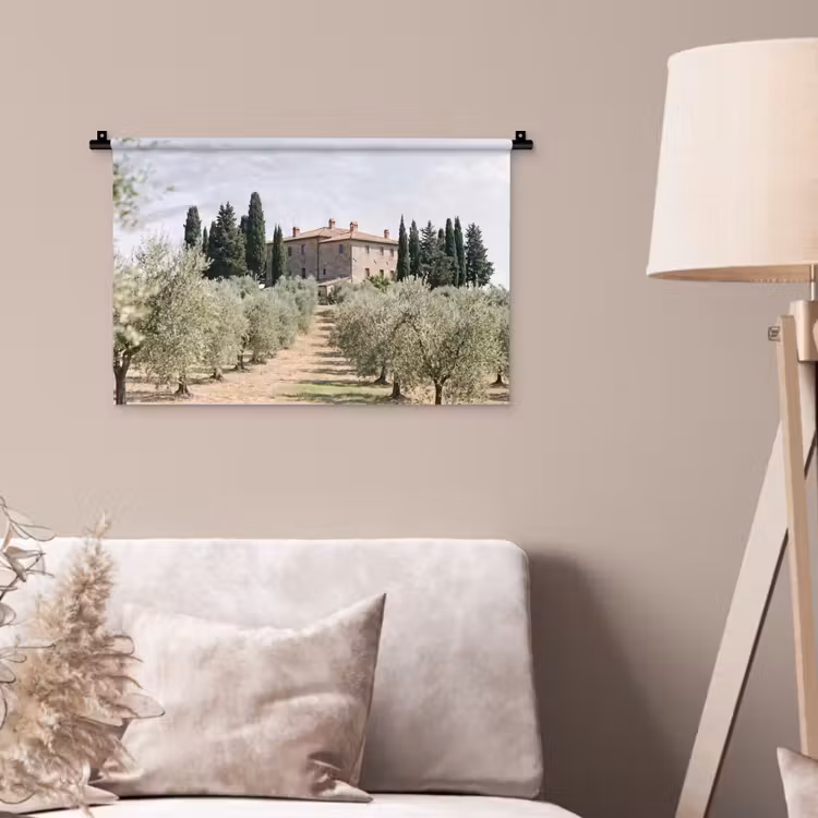 Wall Hanging - Country house - olive tree - orchard - Landhuis - olijfboom - gaard Wandkleed katoen klein