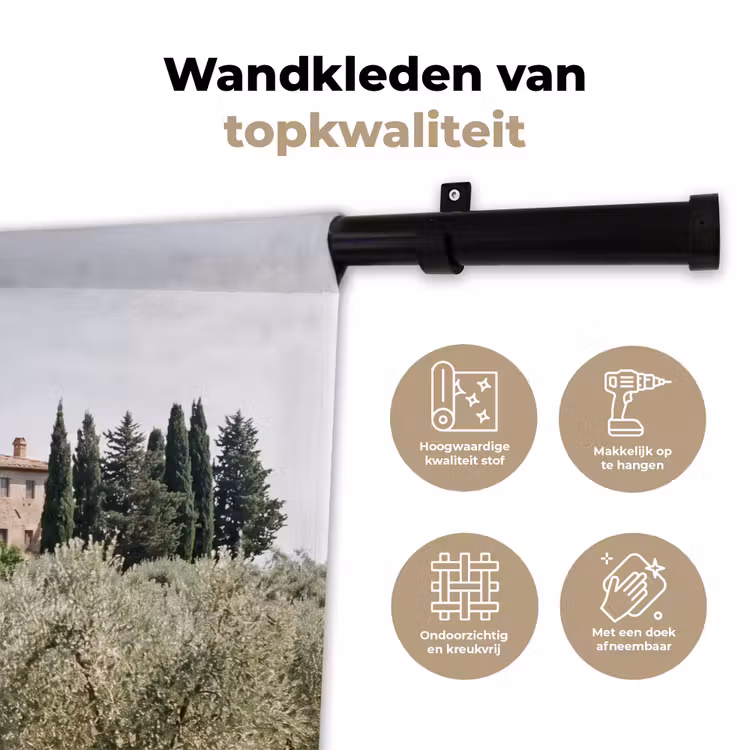 Wall Hanging - Country house - olive tree - orchard - Landhuis - olijfboom - gaard Wandkleed katoen klein