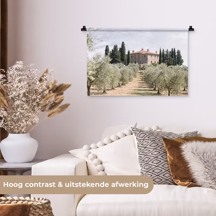 Wall Hanging - Country house - olive tree - orchard - Landhuis - olijfboom - gaard Wandkleed katoen klein