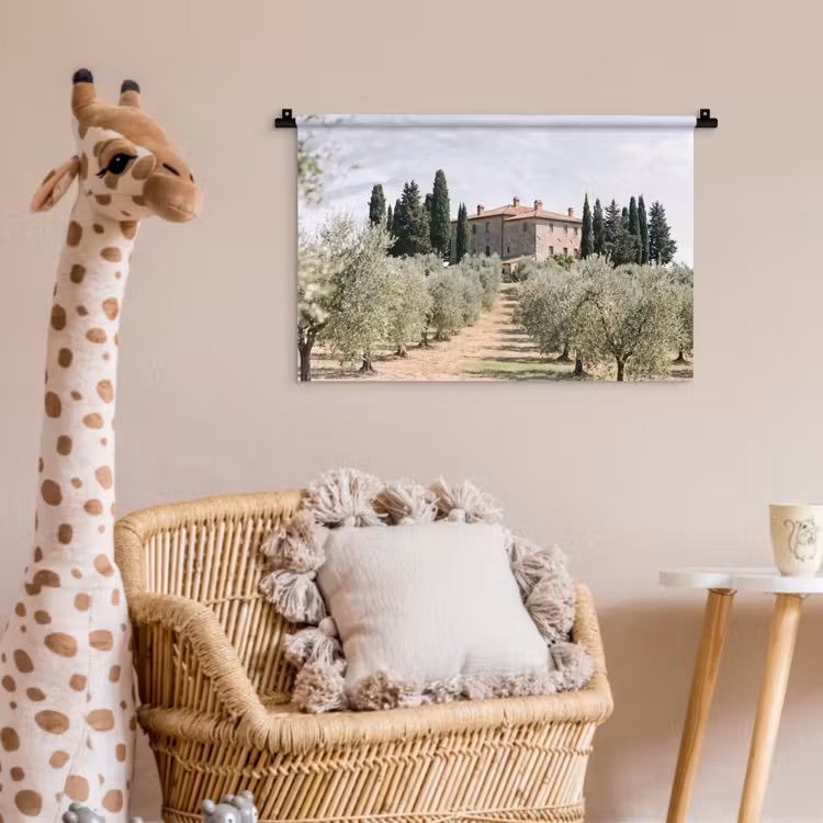 Wall Hanging - Country house - olive tree - orchard - Landhuis - olijfboom - gaard Wandkleed katoen klein