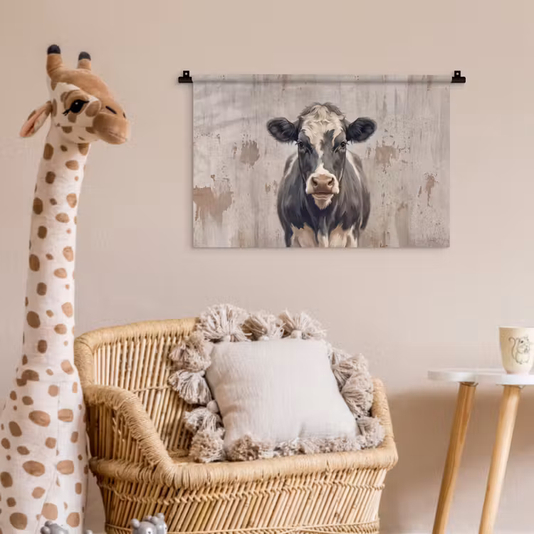Koe - Portret - Dieren - Modern Wandkleed katoen klein -wsfeer5_kind