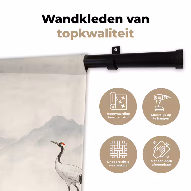 Kraanvogel - Azië - Klassiek Wandkleed katoen klein -sfeer2