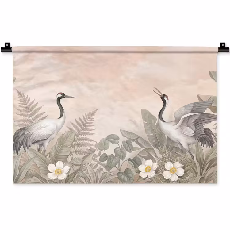Kraanvogels - Natuur - Roze Wandkleed katoen klein -zz3d