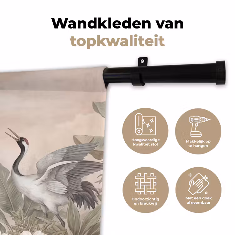 Kraanvogels - Natuur - Roze Wandkleed katoen klein -sfeer2