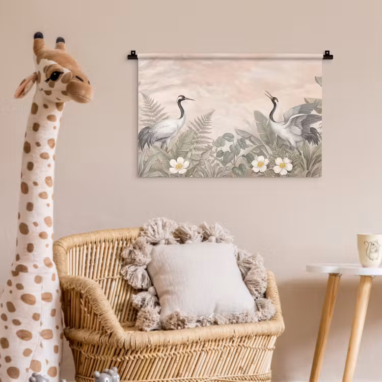 Kraanvogels - Natuur - Roze Wandkleed katoen klein -wsfeer5_kind
