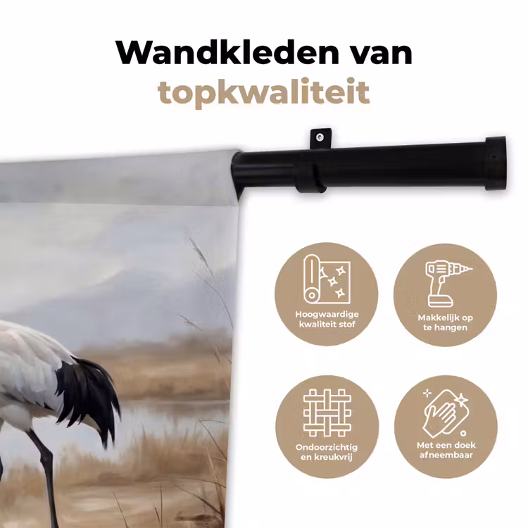 Kraanvogel - Natuur - Realistisch Wandkleed katoen klein -sfeer2