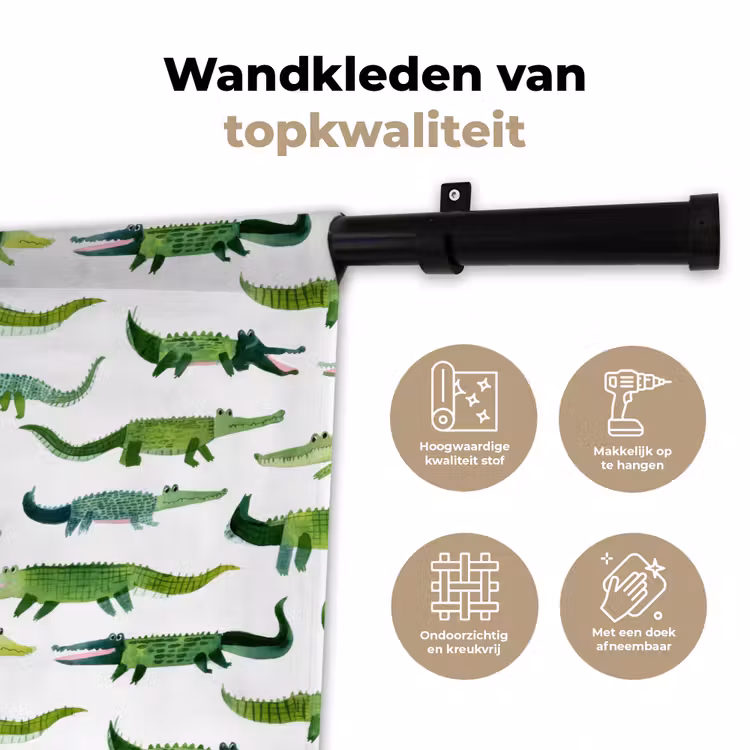 krokodillen - Speels - Groen Wandkleed katoen klein 269 -sfeer2