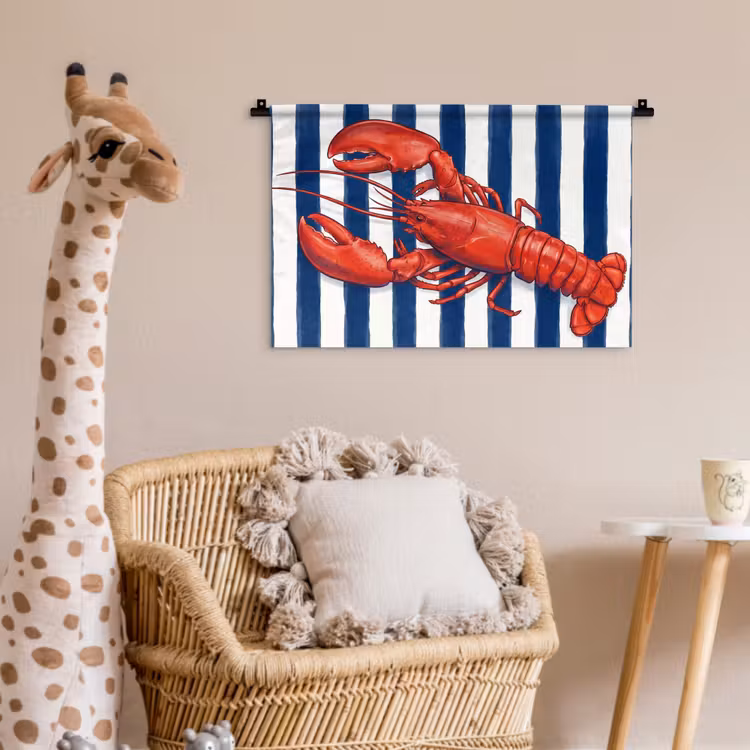 Schaaldier - Kreeft - Marine - Illustratie - Rood Wandkleed katoen klein -wsfeer5_kind