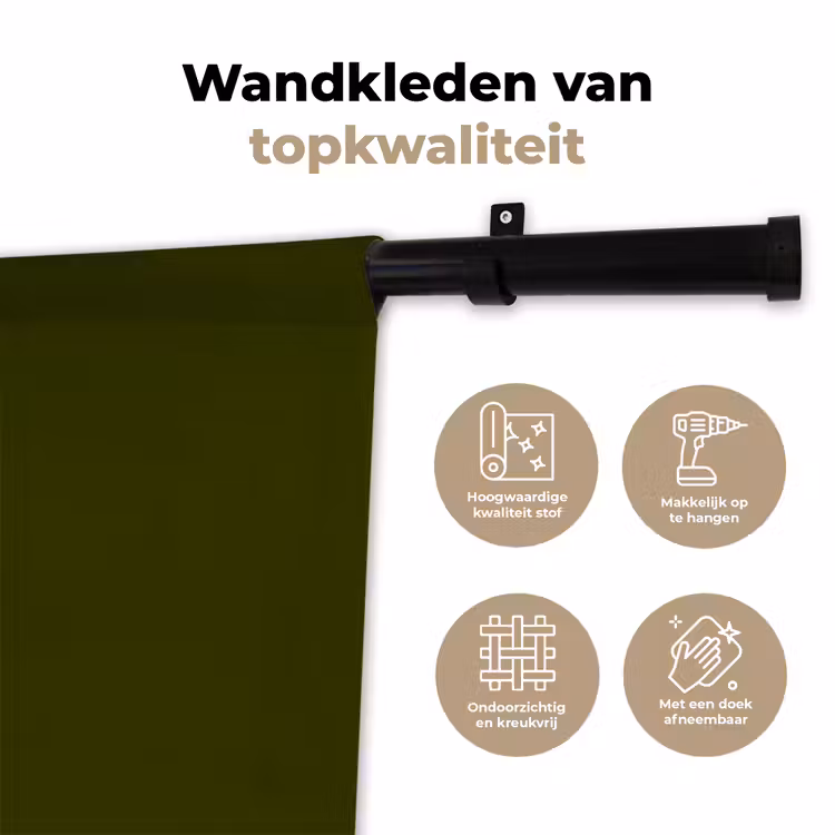 Dark  - Olive - Groen Wandkleed katoen klein 269 -sfeer2