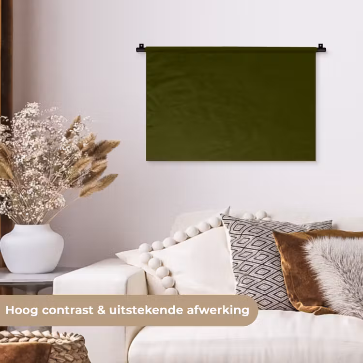 Dark  - Olive - Groen Wandkleed katoen klein 269 -sfeer1