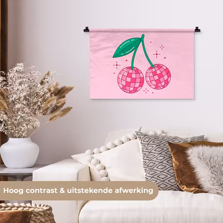 Decoratie - Disco-bal - Feest - Roze Wandkleed katoen klein -sfeer1